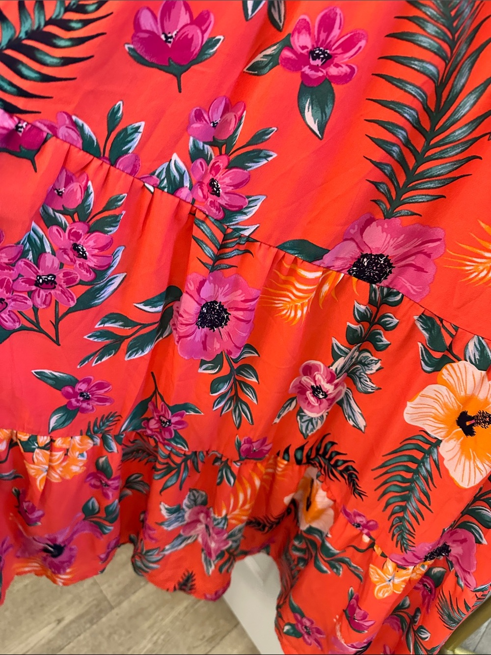miami Red Coral Floral Tie-Front Maxi Skirt - Picture 9 of 12